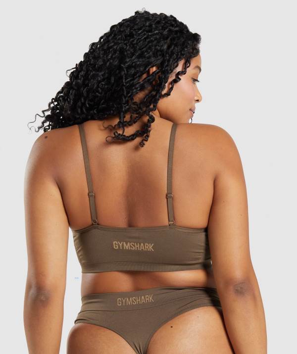 Damske Spodne Pradlo Gymshark Seamless Low Neck Bralette Hnede | NX5037814